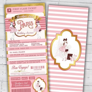 PASSPORT und TICKET, Sweet 16, Quinceanera Einladung Mädchen-Geburtstags-Party, Reise-Geburtstags-Party-Einladung - Paris, nur digitale Dateien