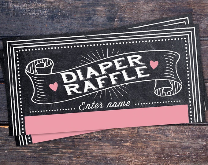 Baby Shower Diaper Raffle Ticket Inserts, Chalkboard- Printable Instant Download, boy shower, girl shower, shower game, party game