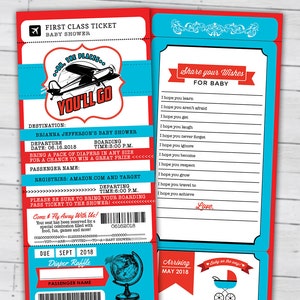 PASSPORT and TICKET baby shower invitation, vintage airplane, travel theme, Precious Cargo, time flies, airplane invite, Digital files only