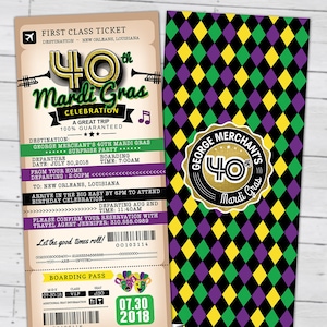 PASSPORT und TICKET Geburtstagseinladung, Reise-Geburtstags-Party-Einladung, Mardi Gras, New Orleans, Louisiana, Big Easy, nur digitale Dateien