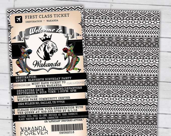 PASSPORT and TICKET Birthday invitation, Wakanda, Africa Passport, African Birthday, African Birthday, Panther, Digital files only
