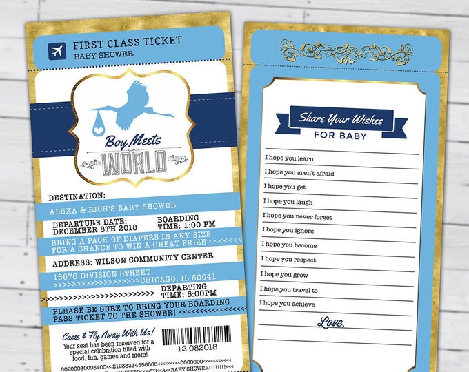 PASSPORT and TICKET baby shower invitation, vintage airplane, travel theme, Precious Cargo, time flies, airplane invite, Digital files only