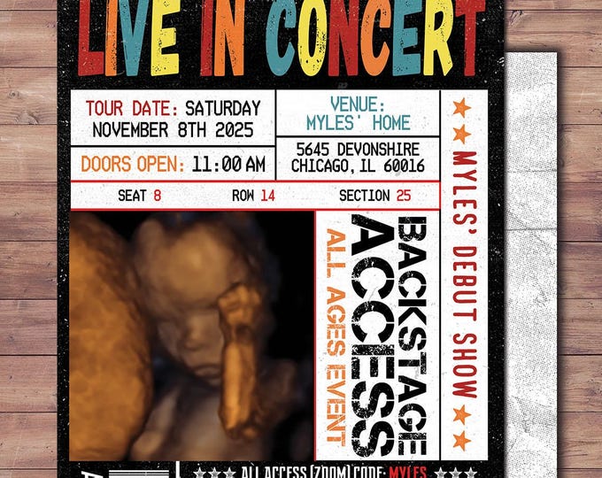 VIP pass invitation, backstage pass, VIP invitation, Baby shower invite, Rockstar Birthday invite, concert ticket invitation, Rockstar party