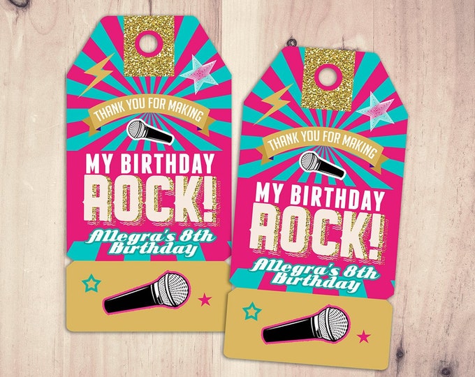 Party favor tag, RockStar birthday, favor, boy birthday, personalized label, rockstar party, rock star birthday, rockstar, 80's, retro