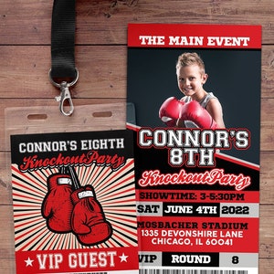 Boxing ticket invitation, Knockout invite, Boxing birthday party, Boxing, Boxing baby shower, Sports party, digital files only