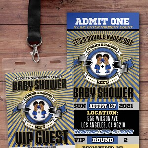Baby shower Invitation, Boxing Gender Reveal, Boy or Girl, Gender Reveal Knockout, Invitation, Boxing invitation, Knock out, Twins