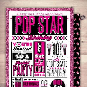 Rock Star invitation, pop star invitation, baby shower, rock star party, pop star, rock star theme, karaoke party, digital files