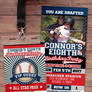 Baseball Ticket Einladung, All Star Birthday, VIP Pass, Baseball Party, Sport Geburtstag, Ticket einladen, Bar Mitzvah, kleiner Schläger, Digital