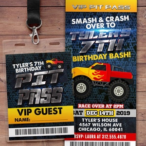 Monster Truck Birthday Party Invitation - Monster Truck Invitation- Smash and Crash Birthday Invitation-truck birthday invite