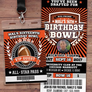 Football ticket Invitation // All Star Birthday // VIP pass,, sports birthday, ticket invite, Bar Mitzvah, football image 4