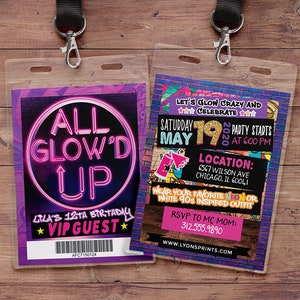 All Glow'd Up Glow Party Birthday Invitation, Glow In the Dark Party Invite, Neon Glow Party Invite, Glow Party, neon birthday, neon party