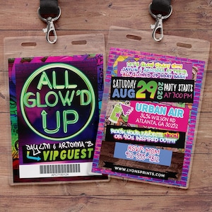 All Glow'd Up Glow Party Birthday Invitation, Glow In the Dark Party Invite, Neon Glow Party Invite, Glow Party, neon birthday, neon party
