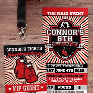 Boxing ticket invitation, Knockout invite, Boxing birthday party, Boxing, Boxing baby shower, Sports party, digital files only