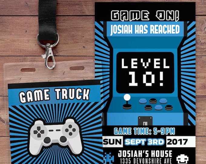 Video Game Invitation, Game Truck Party Invitations, Video Game Party Invitations, Boy Birthday Invitation, Game Truck Invitation, VIP