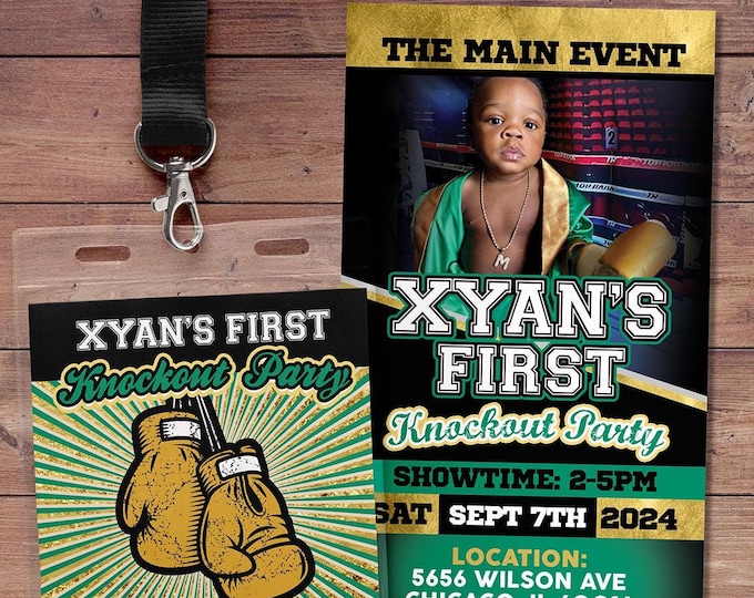 Boxing ticket invitation, Knockout invite, Boxing birthday party, Boxing, Boxing baby shower, Sports party, digital files only