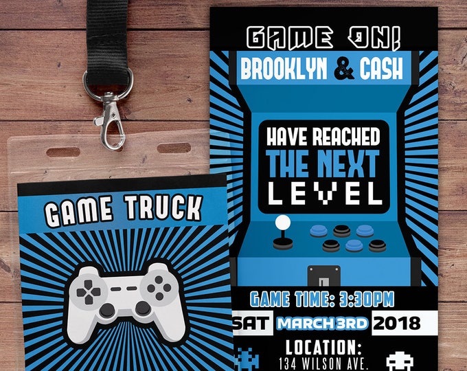 Video Game Invitation, Game Truck Party Invitations, Video Game Party Invitations, Boy Birthday Invitation, Game Truck Invitation, VIP