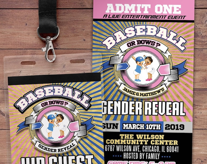 Baseballs Or Bows Invitation, Gender Reveal Invitation, Gender Reveal Invite, Baseball Or Bows, Baseballs Or Bows, Baseball baby shower