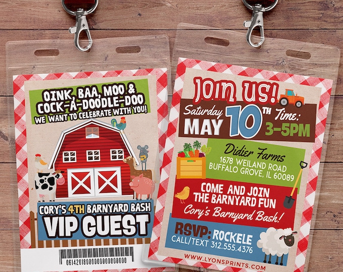 Farm Birthday Invitation, Farm Animals, Old McDonald invite, Barnyard, Farm Birthday Invitation, Barnyard Party, farm animals