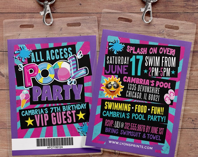 POOL PARTY INVITATION - Pool Party Invite - Summer Pool Party Birthday Invitation - Summer Birthday Invite - Swimming Pool - swimming party