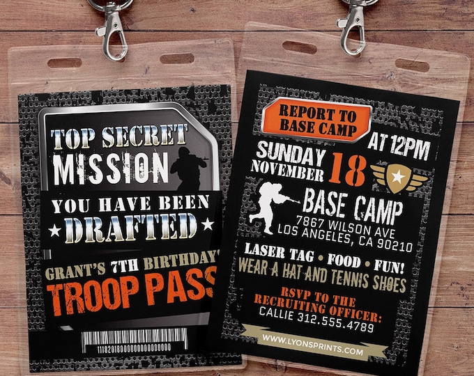 Army Invitation, toy gun invitation, paintball invitation, Army Camo Birthday Invitation, Military Party Boot Camp, Camouflage Invite