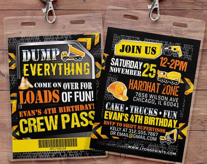 Construction Birthday Invitation Construction Birthday Party Construction Invitation Construction Party Invitation Dump Truck Birthday