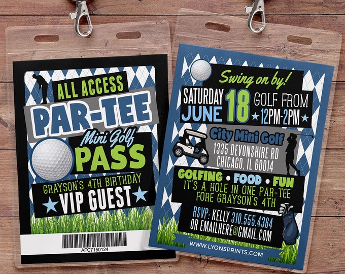 Miniature Golf Invitation , Golf Party Invite, Golf Birthday Invitation, hole in one invitation, boy birthday, girl birthday