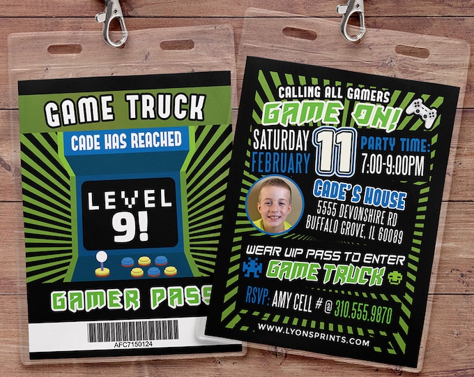 Video Game Invitation, Game Truck Party Invitations, Video Game Party Invitations, Birthday Invitation, Game Truck Invitation, printable