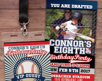 Baseball ticket Invitation, All Star Birthday, VIP pass, Baseball Party, sports birthday, ticket invite, Bar Mitzvah, lil slugger, Digital