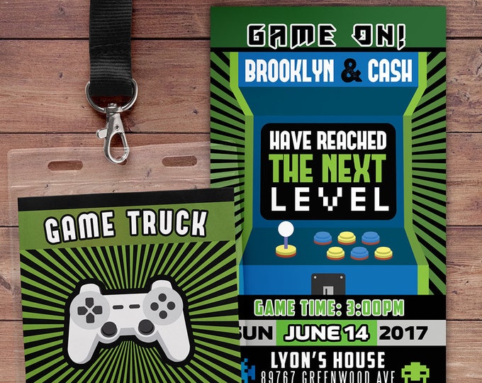Video Game Invitation, Game Truck Party Invitations, Video Game Party Invitations, Boy Birthday Invitation, Game Truck Invitation, VIP