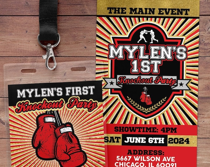 Boxing ticket invitation, Knockout invite, Boxing birthday party, Boxing, Boxing baby shower, Sports party, digital files only