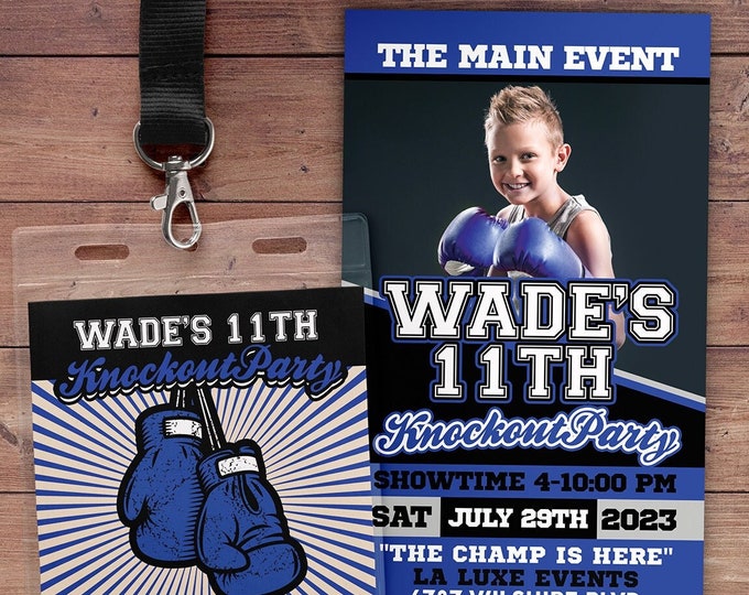 Boxing ticket invitation, Knockout invite, Boxing birthday party, Boxing, Boxing baby shower, Sports party, digital files only