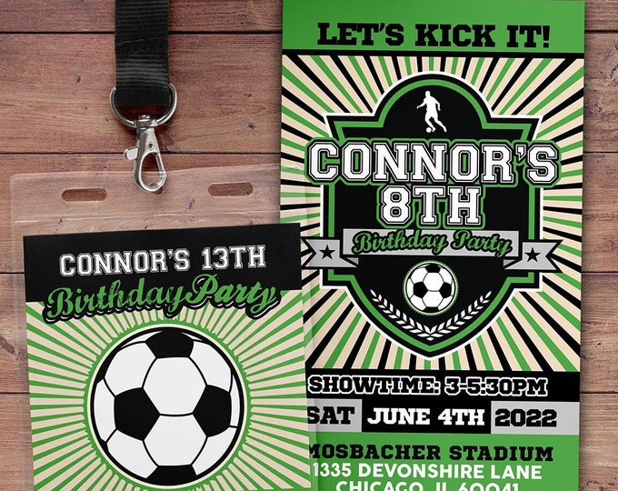 Soccer ticket invitation, Football invitation, invite, Soccer birthday party, Soccer, Soccer baby shower, Sports party, digital files only