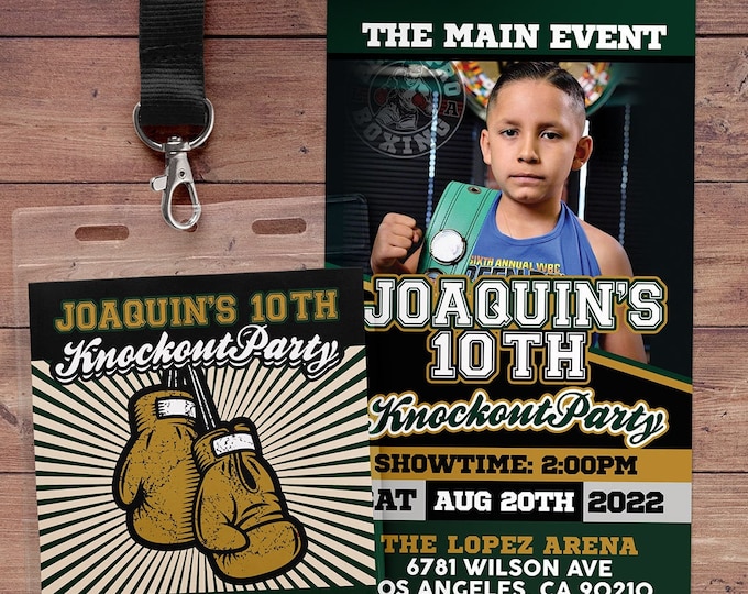 Boxing ticket invitation, Knockout invite, Boxing birthday party, Boxing, Boxing baby shower, Sports party, digital files only