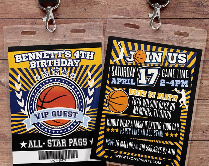 Basketball ticket Invitation, All Star Birthday, VIP pass, BIRTHDAY invitation, boy birthday, sports birthday, athletic, ticket invite