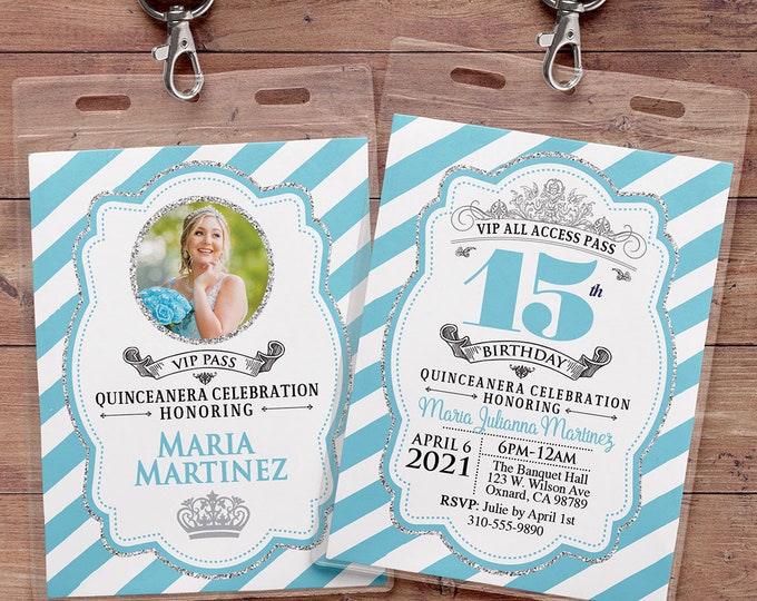 ANY AGE, Princess Invitations - Princess Birthday Party Invitations, first birthday, 1st birthday, VIP pass, Quinceanera, sweet 16, 15th