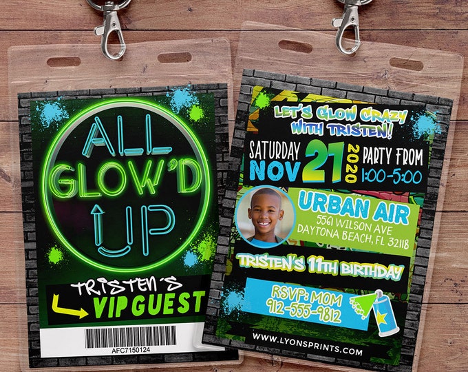 All Glow'd Up Glow Party Birthday Invitation, Glow In the Dark Party Invite, Neon Glow Party Invite, Glow Party, neon birthday, neon party