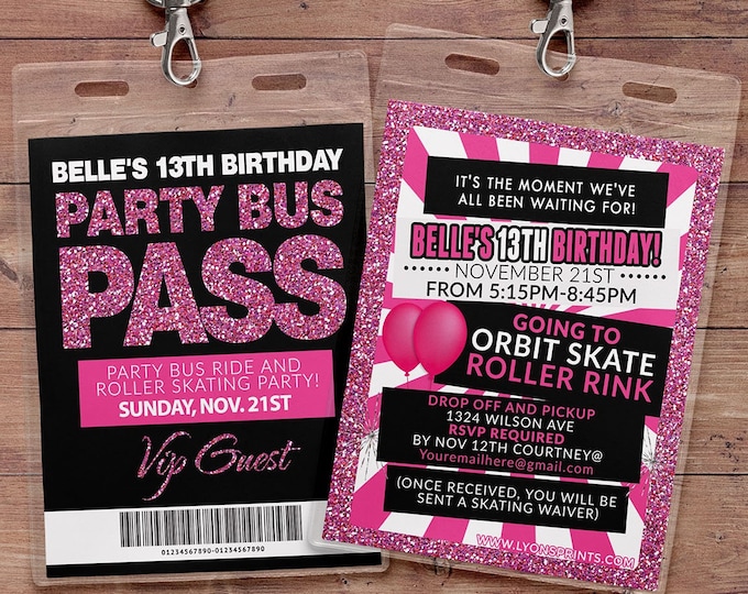 VIP PASS, Limo pass, Birthday party, 21st birthday, backstage pass, birthday invitation, wedding, bachelor, party bus, Digital files