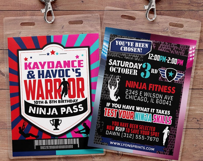 Army Invitation, warrior invitation, Ninja invite, paintball invitation, Army  Invitation, gymnastics Party, Boot Camp, Obstacle course