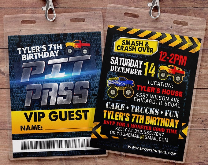 Monster Truck Birthday Party Invitation , Monster Truck Invitation, Smash and Crash Birthday Invitation-truck birthday invite