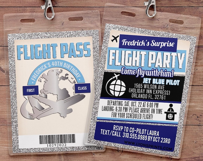 Flying, VIP Pass, flight pass, invitation, birthday invitation, travel birthday party travel party, flying party, airplane, vintage