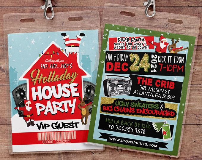 Christmas House Party Invitation, Ugly sweater party invite , Hip Hop Christmas Party Invite, Funny Holiday party invite, printable