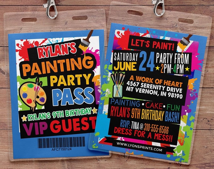 Painting Invitation, Painting Invite, Art party Birthday invitation, Painting Birthday invite, Artsy party printable invitation, Paint Party
