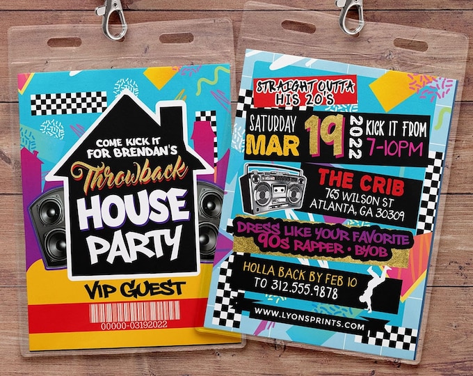 90's House Party Invitation, 80s party invite, House Party Invitation, 90's Birthday Invitation, 90's Party, Hip Hop Party, throwback party