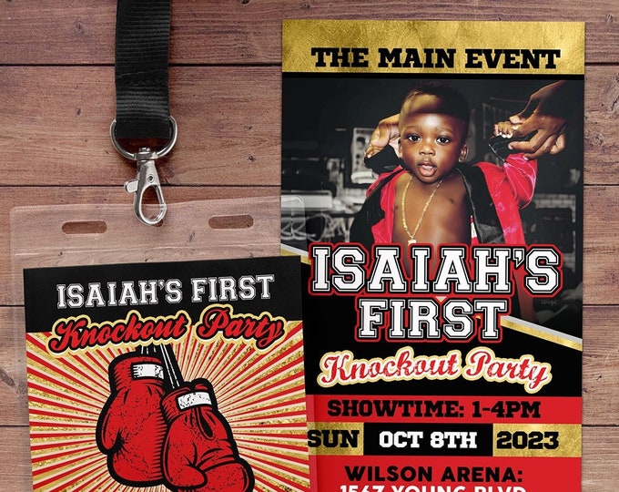 Boxing ticket invitation, Knockout invite, Boxing birthday party, Boxing, Boxing baby shower, Sports party, digital files only