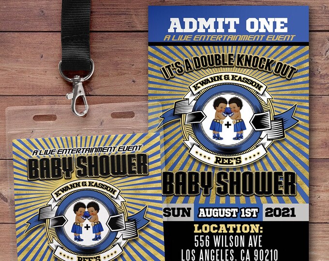 Baby shower Invitation, Boxing Gender Reveal, Boy or Girl, Gender Reveal Knockout, Invitation, Boxing invitation, Knock out, Twins