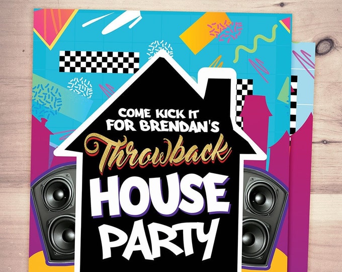 90's House Party Invitation, 80s party invite, House Party Invitation, 90's Birthday Invitation, 90's Party, Hip Hop Party, throwback party