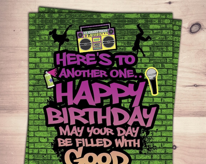 Hip Hop, greeting card, birthday card, fresh prince, hip-hop card, funny card, Digital file only