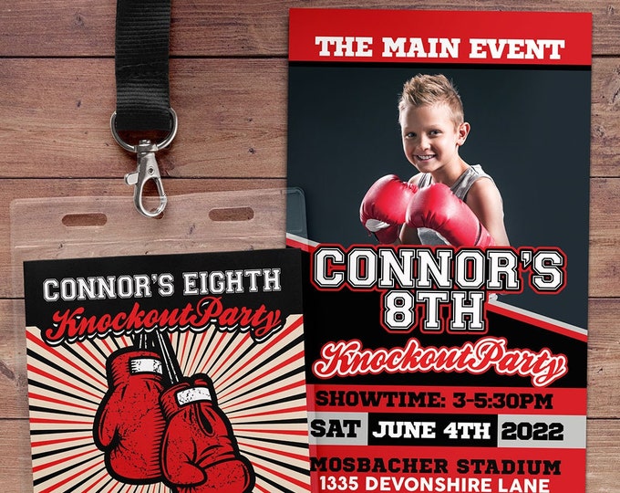 Boxing ticket invitation, Knockout invite, Boxing birthday party, Boxing, Boxing baby shower, Sports party, digital files only