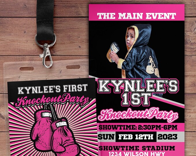 Boxing ticket invitation, Knockout invite, Boxing birthday party, Boxing, Boxing baby shower, Sports party, digital files only