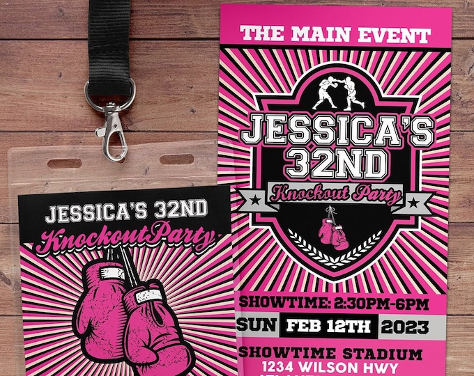 Boxing ticket invitation, Knockout invite, Boxing birthday party, Boxing, Boxing baby shower, Sports party, digital files only
